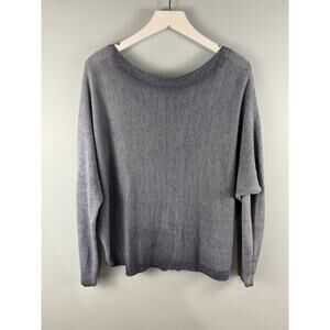 Gigi Moda Womens Sweater One Size OS Blue Sparkle Batwing Shimmer Metallic